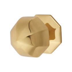 Touchpoint Polished Brass Octagonal Pinnacle Period Centre Door Knob - 65mm Rose Diameter