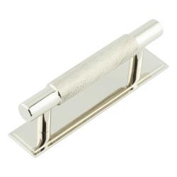 Hoxton Frelan Taplow 18mm Knurled T-Bar Cabinet Pull Handle on Stepped Backplate - 96mm c/c - Polished Nickel