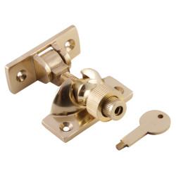 Hampstead Locking Brighton Screw Pattern Sash Window Fastener - 57 x 22mm - Polished Brass