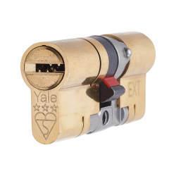 Yale 3 Star Anti-Snap Platinum 90mm Euro Double Cylinder - 45 + 45mm - Pol Brass - Keyed to Differ