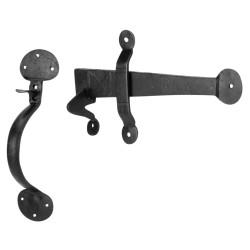 Olde Forge Antique Black Iron Medium Bean Thumb Latch Set