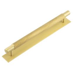Hoxton by Frelan Taplow 18mm Knurled T-Bar Cabinet Pull Handle on Plain Backplate - 224mm c/c - Satin Brass