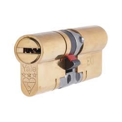 Yale 3 Star Anti-Snap Platinum 80mm Euro Double Cylinder - 45 + 35mm - Pol Brass - Keyed to Differ