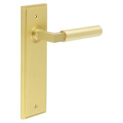 Burlington by Frelan Satin Brass Fire Rated Latch Door Handles - Westminster - 200 x 55mm
