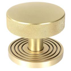 From The Anvil Brompton Satin Brass Round Knurled Centre Door Knob on Beehive Rose - 90mm Rose Diameter