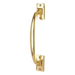 Traditional Polished Brass Light Cast D-Bar Door Pull Handle - Screw Fix - 250mm Centres