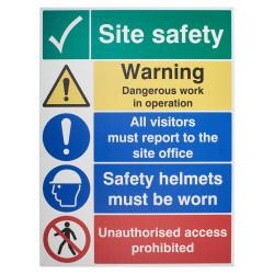 Altro Site Safety Warning Dangerous Work In Operation Sign - 600 x 800mm - Rigid Plastic