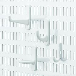 elfa Garage Storage Top Track System - Mixed Hooks for Storing Board - White - Pack of 12