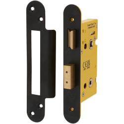 Altro Architectural Bathroom Lock - 65mm Case - 44mm Backset - Radius - Matt Black