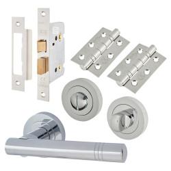 Touchpoint Polished Chrome Bathroom Lock Door Handles on Rose Pack - Dakota Range