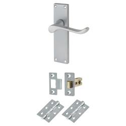 Touchpoint Satin Chrome Victorian Scroll Latch Door Handles Pack
