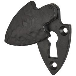 Olde Forge Shield Covered Escutcheon - 57 x 28mm - Keyhole - Antique Black Iron