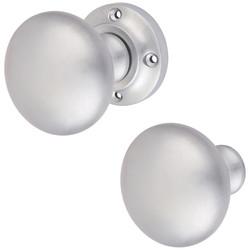 Altro Satin Chrome  Round Rim Door Knob - 57mm Rose Diameter