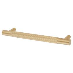 Alexander & Wilks Brunel 13mm Knurled T-Bar Cabinet Pull Handle - 128mm Centres - PVD Satin Brass