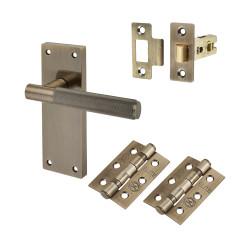 Altro Antique Brass Knurled Latch Door Handles Pack - Remi Range