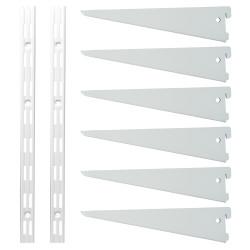 Altro Twin Slot Shelving Kit - 2 x 1500mm Shelf Wall Uprights & 6 x 270mm Shelf Brackets - White