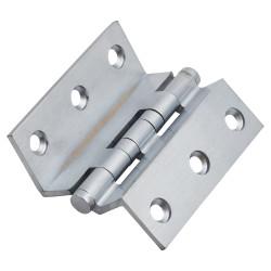 Cranked Ball Bearing Storm Proof Casement Window/Door Hinge - 64 x 2.5mm - Satin Chrome - Pair