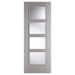 LPD Vancouver 4 Light Clear Glazed Pre-Finished Solid Internal Door - 1981 x 762 x 35mm - Grey