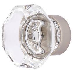 Altro Faceted Floral Glass Cabinet Knob - 35mm Diameter - Satin Nickel