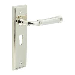Burlington by Frelan Polished Nickel Fire Rated Euro Lock Door Handles - Highgate - 200 x 55mm