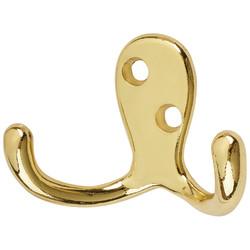 Altro Diecast Double Coat Hook - 70 x 20mm - Polished Brass - Pack of 10