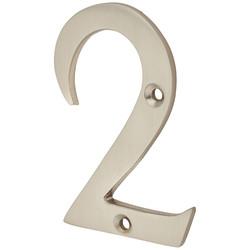 Altro 76mm Screw Fix Door Numeral - 2 - Satin Nickel