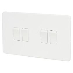 Knightsbridge 10AX 4 Gang Screwless Flat Plate Light Switch - Matt White
