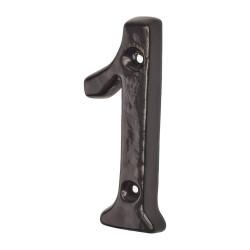 Olde Forge 76mm Screw Fix Door Numeral - 1 - Metalized Antique Black Iron