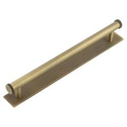 Hoxton by Frelan Thaxted 15mm Lines T-Bar Cabinet Pull Handle on Plain Backplate - 224mm c/c - Antique Brass