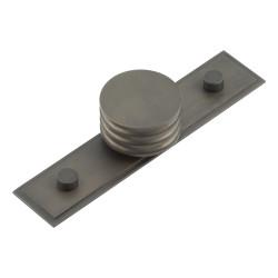 Hoxton by Frelan Sturt Grooved Round Cabinet Knob on Stepped Backplate - 40mm Diameter - Dark Bronze