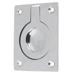 Altro Rectangular Flush Ring Cabinet Pull Handle - 63 x 50mm - Polished Chrome