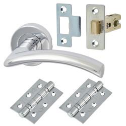 Heritage Brass by M Marcus Polished Chrome Latch Door Handles on Rose Pack - Centaur Range