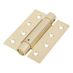 Adjustable Self Closing Fire Door Spring Hinge - 102 x 76 x 3mm - Polished Brass - Pack of 3