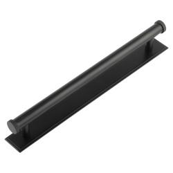 Hoxton by Frelan Thaxted 15mm Lines T-Bar Cabinet Pull Handle on Stepped Backplate - 224mm c/c - Black