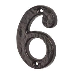 Olde Forge 76mm Screw Fix Door Numeral - 6 / 9 - Metalized Antique Black Iron