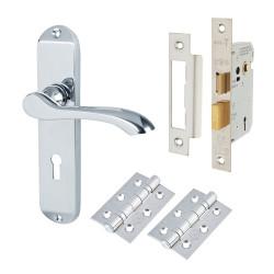 Touchpoint Polished Chrome Scroll 3 Lever Sashlock Door Handles Pack - Ancona Range