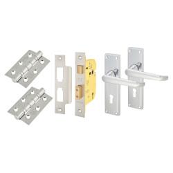 Touchpoint Polished Chrome Victorian Straight 3 Lever Sashlock Door Handles Pack