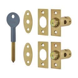 Yale 8001 Wooden Window Bolt - Satin Brass - Pack of 2 with 1 Key