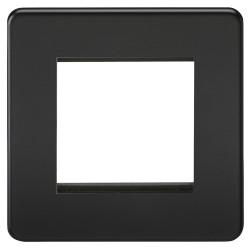 Knightsbridge 1 Gang 2 Module Euro Screwless Faceplate - Matt Black