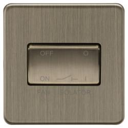 Knightsbridge 10A 1 Gang Screwless Flat Plate Triple Pole Fan Isolator Switch - Antique Brass