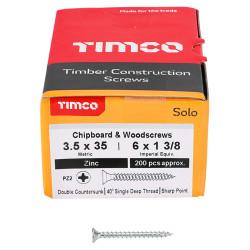 TIMCO Solo Chippy Pozi Countersunk Wood Screws - 3.5 x 35mm - Zinc Plated - Pack of 200