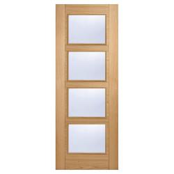 LPD Vancouver 4 Light Clear Glazed Pre-Finished Solid Internal Door - 1981 x 762 x 35mm - Oak