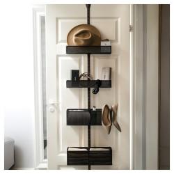 elfa Wardrobe & Over Door Storage Kit - 1 Twin Slot Wall Upright & 7 Mesh Baskets - Graphite