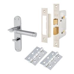 Altro Satin/Polished Chrome Bathroom Lock Door Handles Pack - Parma Range
