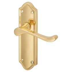Altro Polished Brass Scroll Latch Door Handles - Ashmead Range - 168 x 46mm