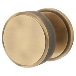 Hampstead Antique Brass Knurled Centre Door Knob - 80mm Rose Diameter