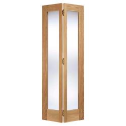 LPD Pattern 10 2 Light Clear Glazed Unfinished Solid Bi-Fold Internal Door - 1981 x 762mm - Oak