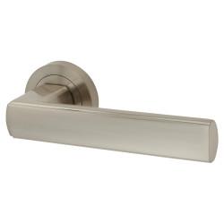 Altro Satin Nickel Door Handles on Round Rose - Zara Range