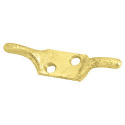 Twin Horn Cleat Hook - 75mm Length - Polished Brass