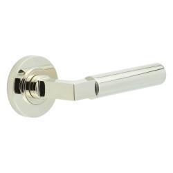Burlington by Frelan Polished Nickel Fire Rated Door Handles on Round Rose - Westminster Range
